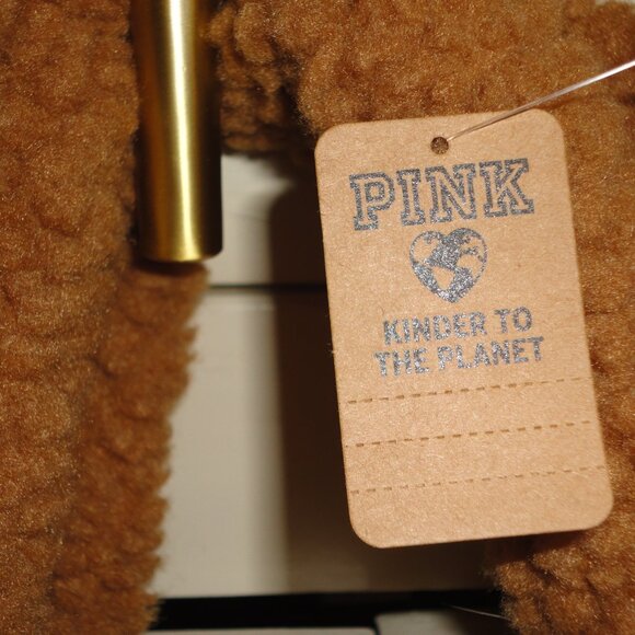 VICTORIA'S SECRET PINK Fur Sherpa Tote Bag Brown One Size NWT - Picture 3 of 6